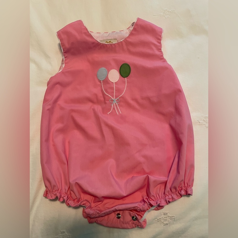 TBBC Brooksy Bubble Hamptons Hot Pink Gingham & Balloon Appliqué, size 2T